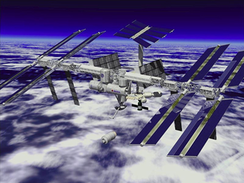 foto-montagem da Estação Espacial Internacional