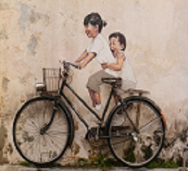 Ernest Zacharevic Mural em George Town Malasia